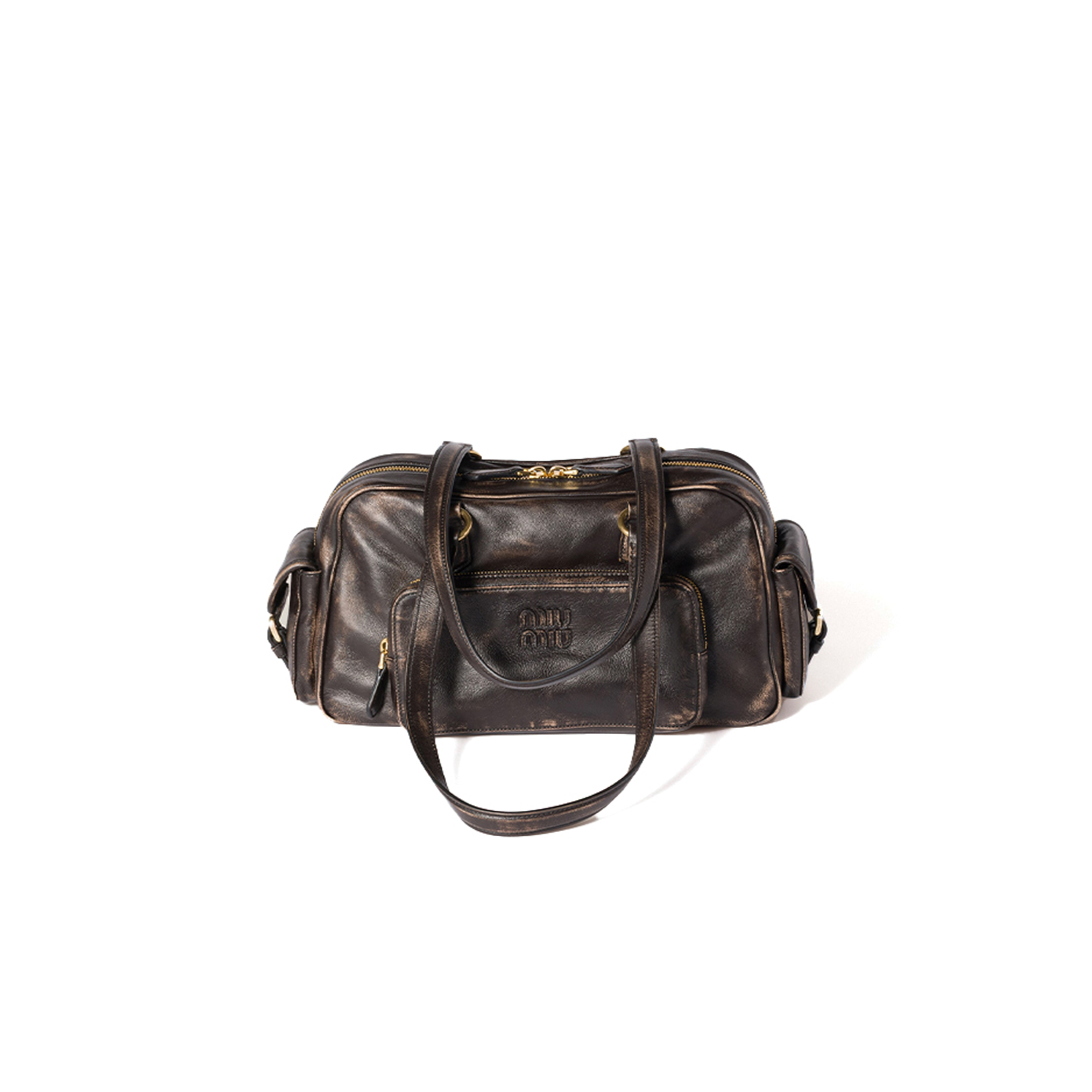MIU MIU POCKET NAPPA LEATHER TOP-HANDLE BAG 5BB179 (32*19*14cm)